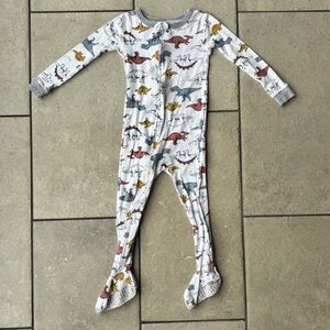 Carter’s Dinosaur Print Footed One Piece Zippie - White and Multicolor
